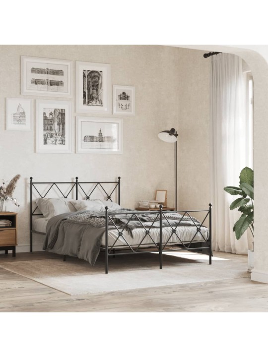 Kovové čelo postele černé 120 cm