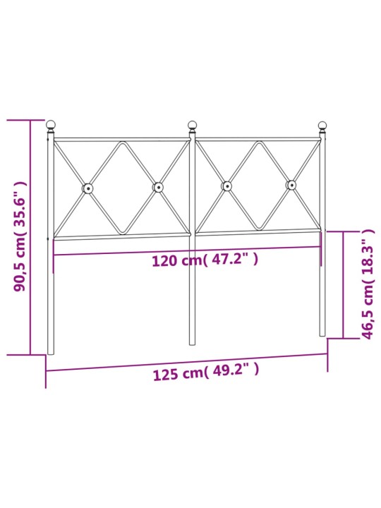 Kovové čelo postele černé 120 cm