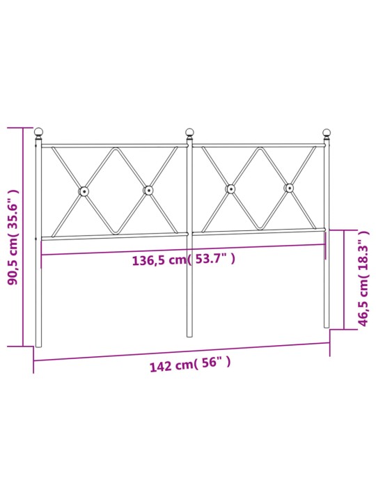 Kovové čelo postele černé 137 cm