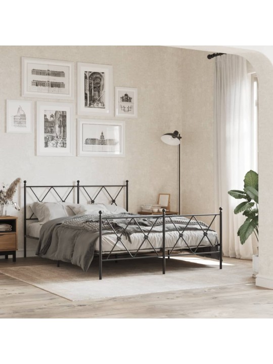 Kovové čelo postele černé 140 cm