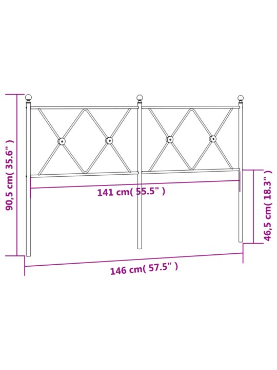 Kovové čelo postele černé 140 cm