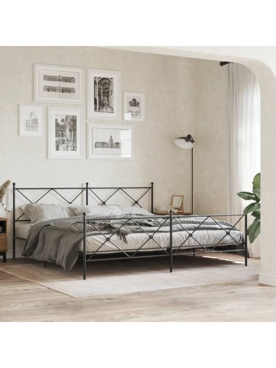 Kovové čelo postele černé 200 cm