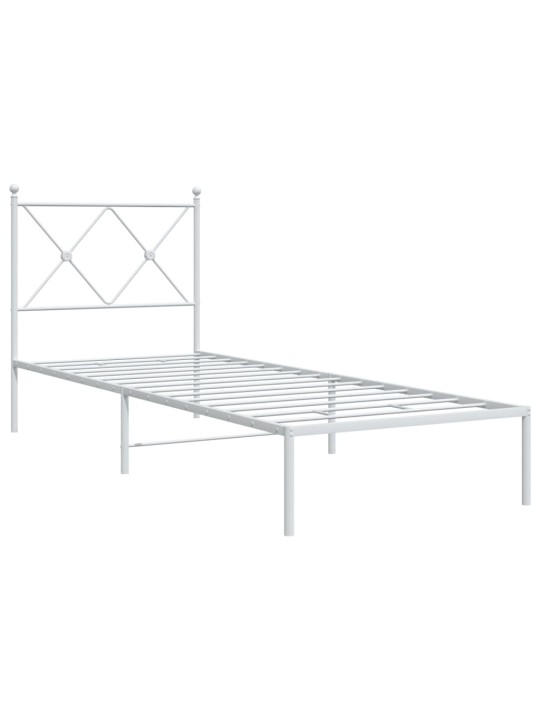 Kovový rám postele bez matrace s čelem bílý 75 x 190 cm