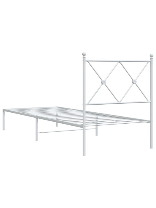Kovový rám postele bez matrace s čelem bílý 75 x 190 cm