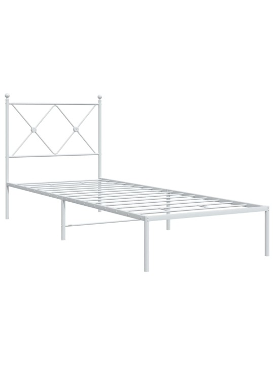 Kovový rám postele s čelem bílý 80 x 200 cm