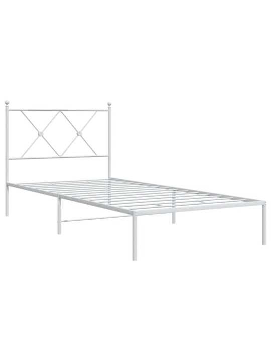 Kovový rám postele s čelem bílý 90 x 200 cm