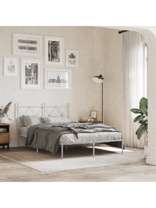 Kovový rám postele s čelem bílý 120 x 200 cm
