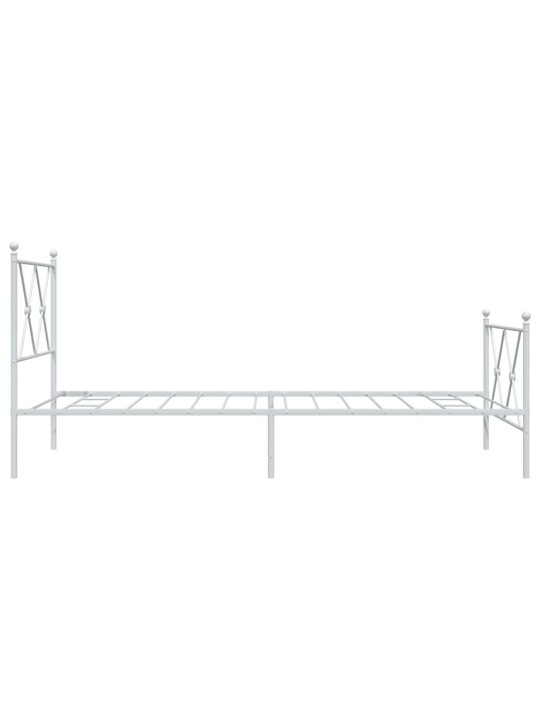 Kovový rám postele s hlavovým a nožním čelem bílý 90 x 200 cm