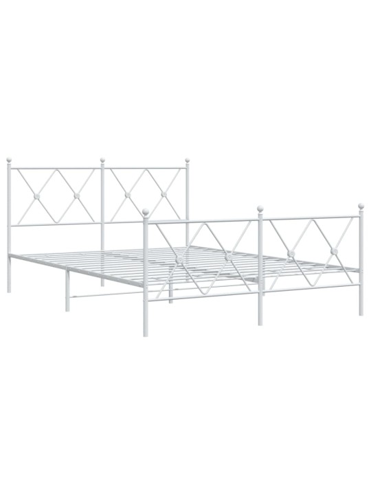 Kovový rám postele s hlavovým a nožním čelem bílý 140 x 200 cm