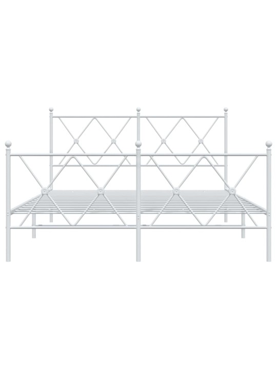 Kovový rám postele s hlavovým a nožním čelem bílý 140 x 200 cm