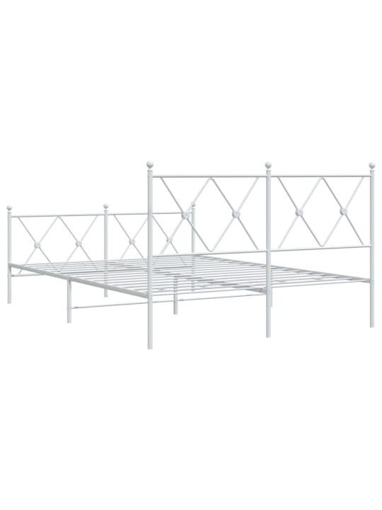 Kovový rám postele s hlavovým a nožním čelem bílý 140 x 200 cm