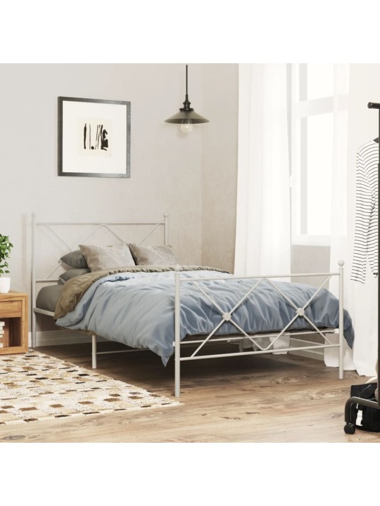 Kovové čelo postele bílé 107 cm