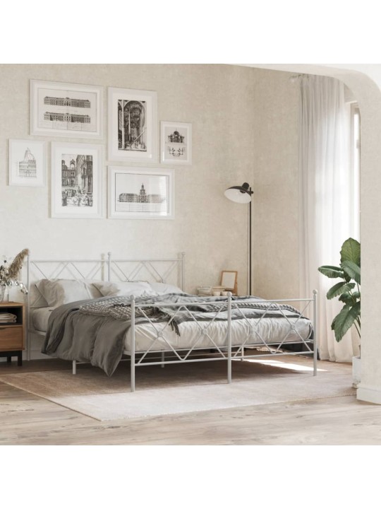 Kovové čelo postele bílé 150 cm