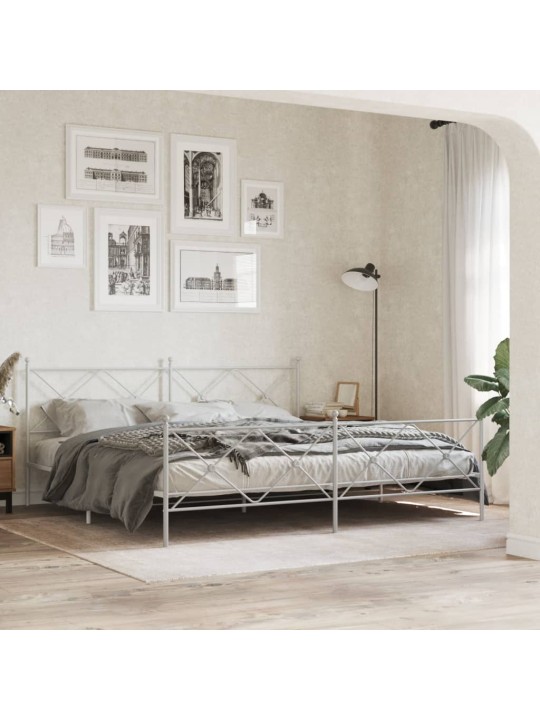 Kovové čelo postele bílé 193 cm