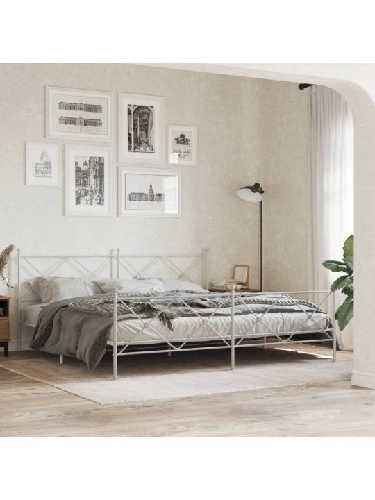 Kovové čelo postele bílé 200 cm