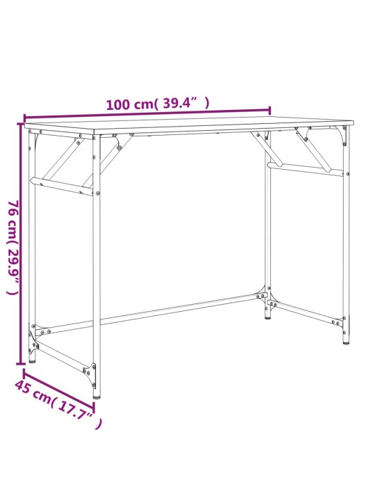 Psací stůl černý 100x45x76 cm kompozit a práškově lakovaná ocel