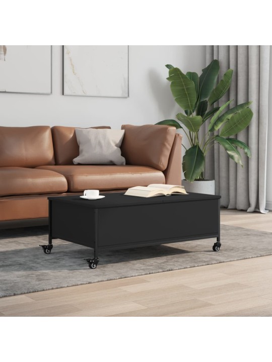Konferenční stolek na kolečkách černý 91 x 55 x 34 cm kompozit