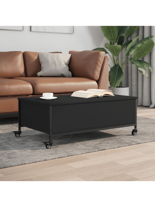Konferenční stolek na kolečkách černý 91 x 55 x 34 cm kompozit