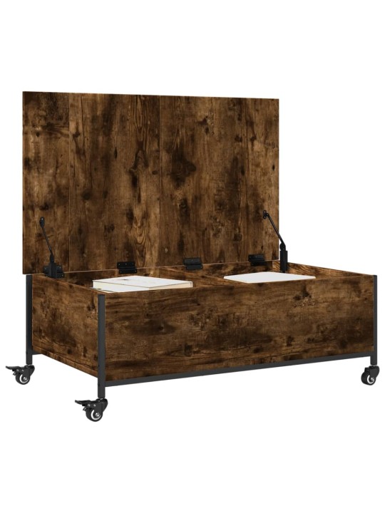 Konferenční stolek na kolečkách kouřový dub 91x55x34cm kompozit