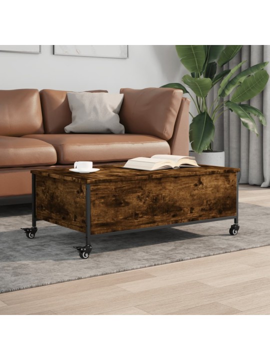 Konferenční stolek na kolečkách kouřový dub 91x55x34cm kompozit