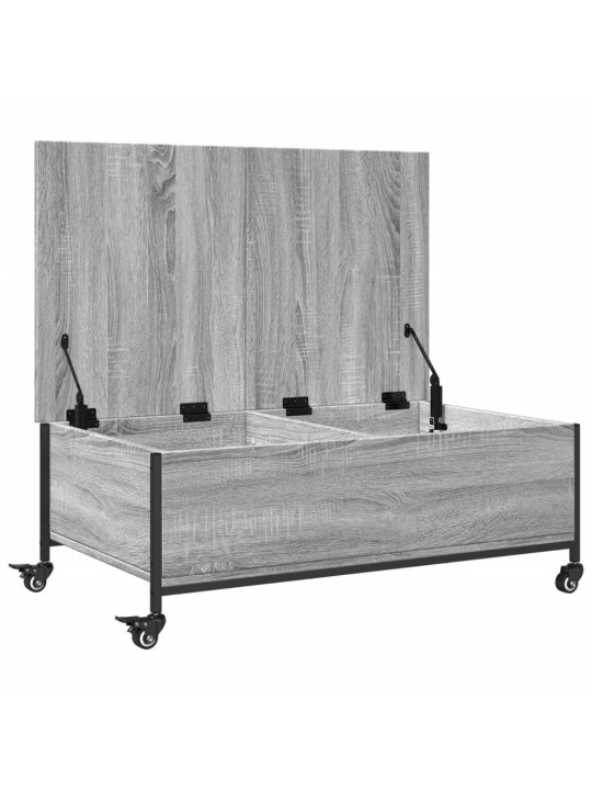 Konferenční stolek na kolečkách šedý sonoma 91x55x34cm kompozit