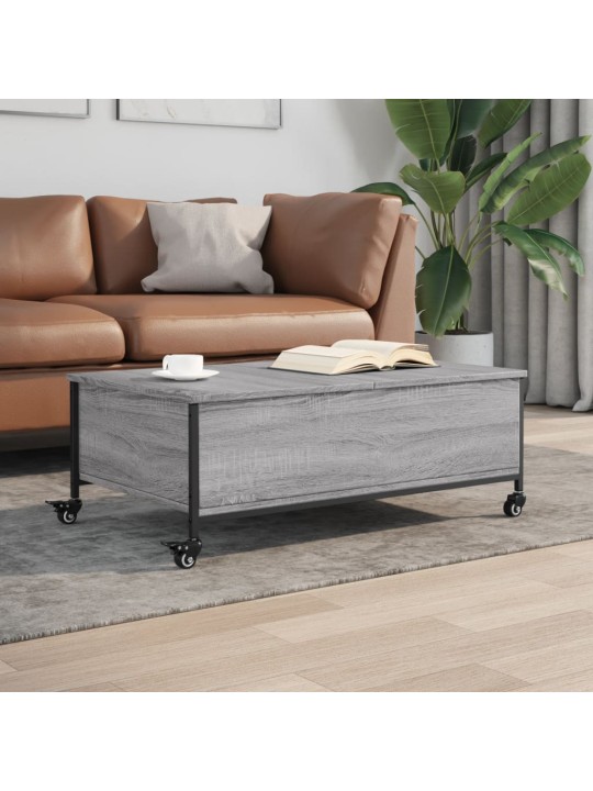 Konferenční stolek na kolečkách šedý sonoma 91x55x34cm kompozit