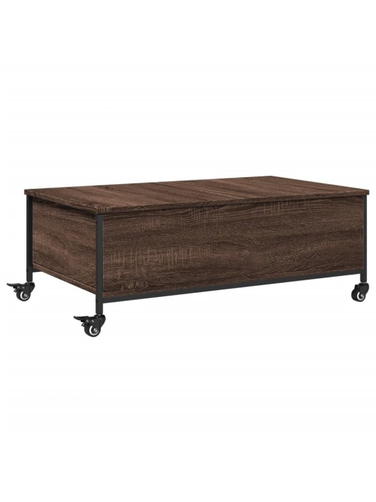 Konferenční stolek na kolečkách hnědý dub 91x55x34 cm kompozit