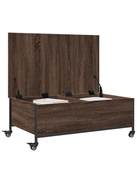 Konferenční stolek na kolečkách hnědý dub 91x55x34 cm kompozit