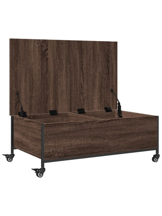 Konferenční stolek na kolečkách hnědý dub 91x55x34 cm kompozit