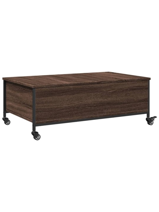 Konferenční stolek na kolečkách hnědý dub 91x55x34 cm kompozit