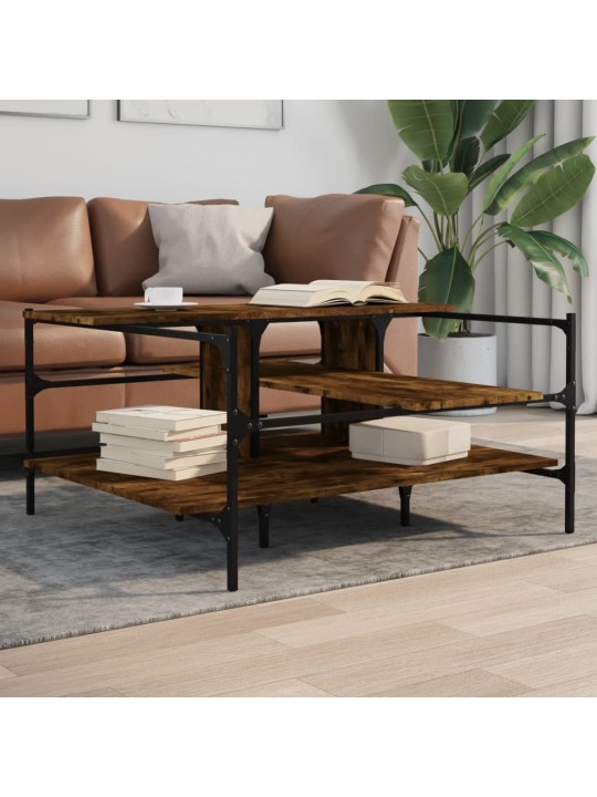 Konferenční stolek kouřový dub 100x100x48,5 cm kompozitní dřevo