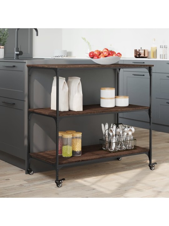 Kuchyňský vozík hnědý dub 102 x 50 x 95 cm kompozitní dřevo
