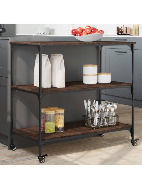 Kuchyňský vozík hnědý dub 102 x 50 x 95 cm kompozitní dřevo