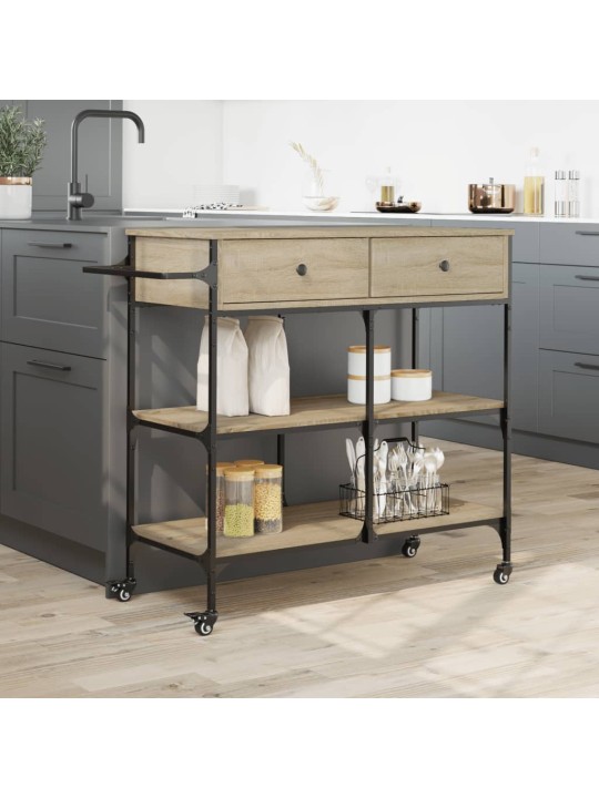 Kuchyňský vozík dub sonoma 105 x 42 x 95 cm kompozitní dřevo
