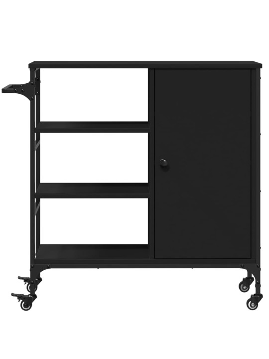 Kuchyňský vozík černý 87,5 x 38,5 x 84,5 cm kompozitní dřevo