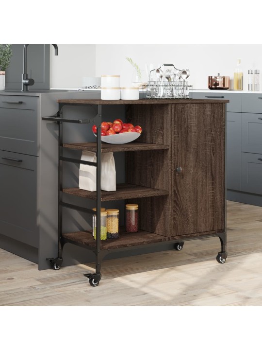 Kuchyňský vozík hnědý dub 87,5x38,5x84,5 cm kompozitní dřevo