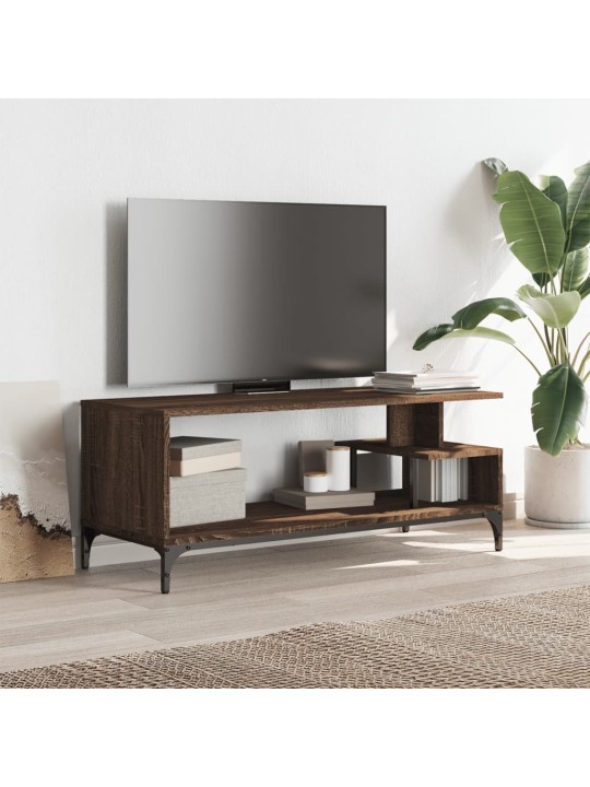 TV stolek hnědý dub 102 x 40 x 41 cm kompozitní dřevo a ocel