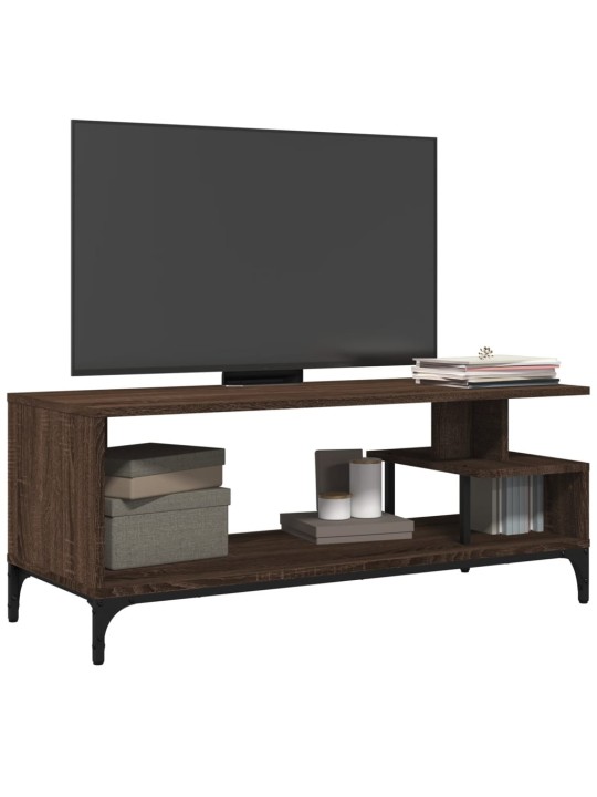 TV stolek hnědý dub 102 x 40 x 41 cm kompozitní dřevo a ocel