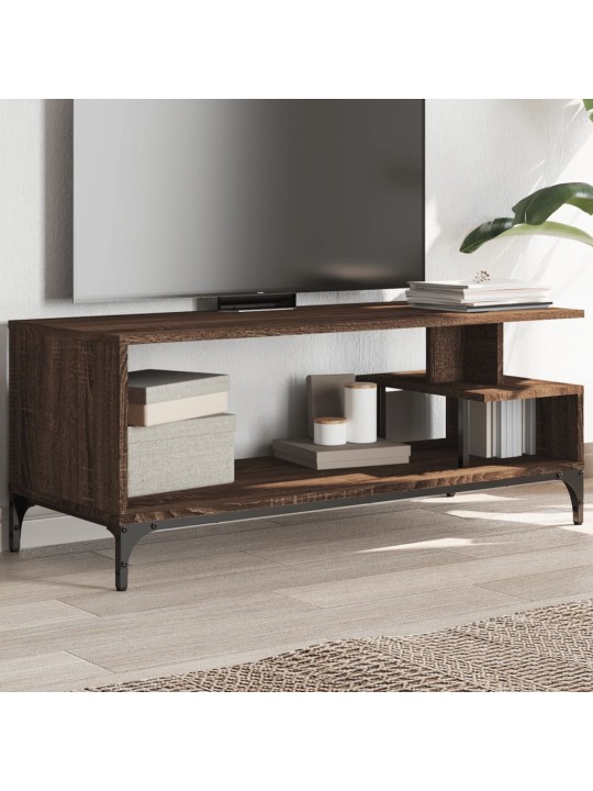 TV stolek hnědý dub 102 x 40 x 41 cm kompozitní dřevo a ocel