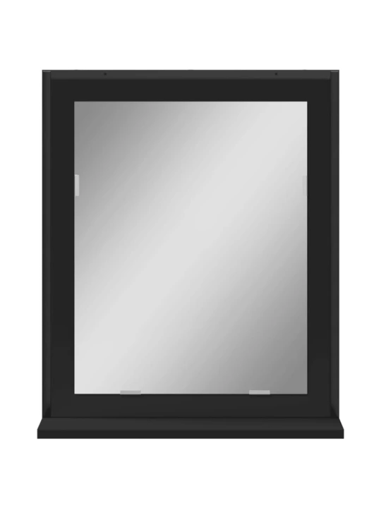 Koupelnové zrcadlo s poličkou černé 50 x 12 x 60 cm kompozit