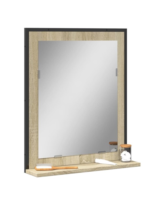 Koupelnové zrcadlo s poličkou dub sonoma 50x12x60 cm kompozit