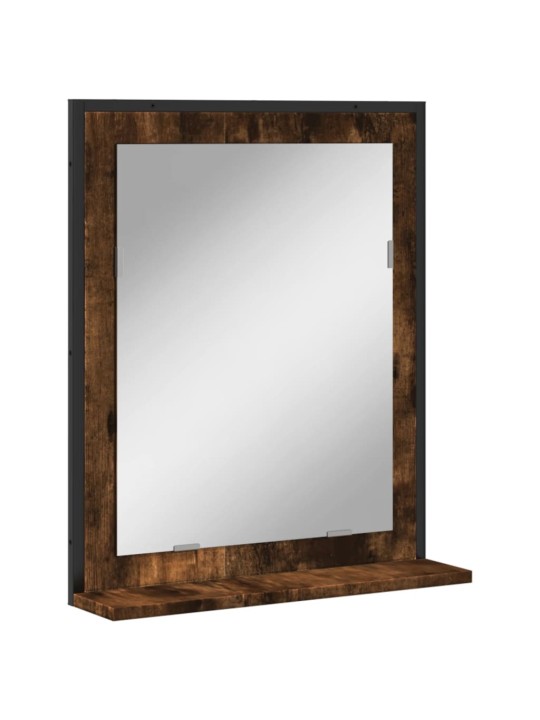 Koupelnové zrcadlo s poličkou kouřový dub 50x12x60 cm kompozit