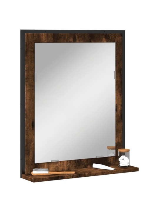 Koupelnové zrcadlo s poličkou kouřový dub 50x12x60 cm kompozit