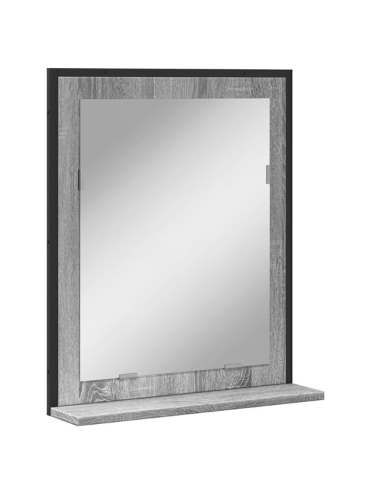 Koupelnové zrcadlo s poličkou šedé sonoma 50x12x60 cm kompozit