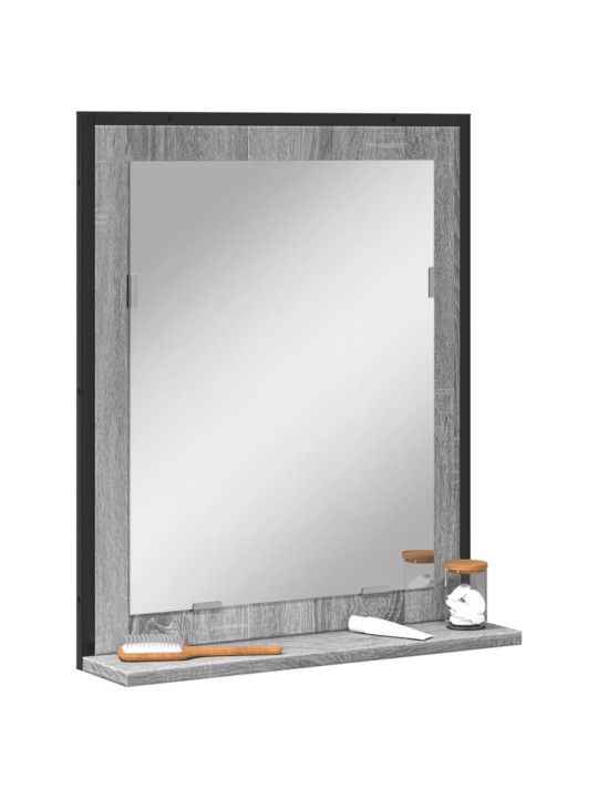 Koupelnové zrcadlo s poličkou šedé sonoma 50x12x60 cm kompozit
