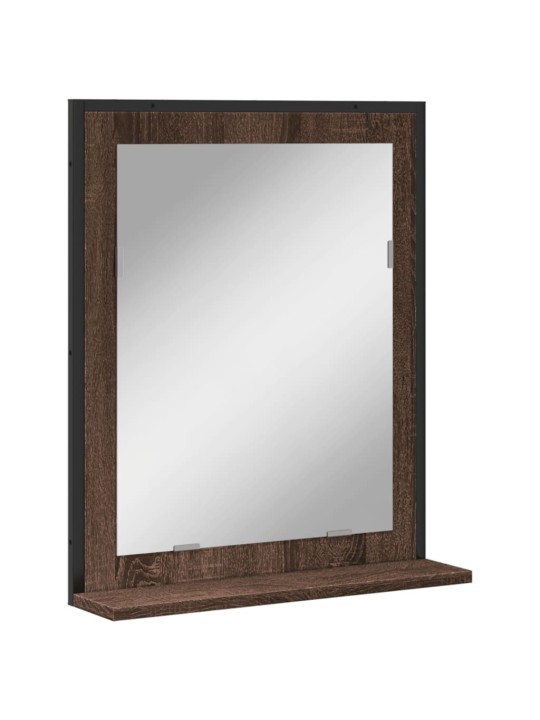 Koupelnové zrcadlo s poličkou hnědý dub 50x12x60 cm kompozit