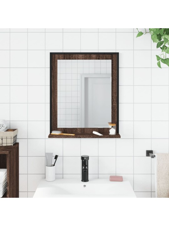 Koupelnové zrcadlo s poličkou hnědý dub 50x12x60 cm kompozit