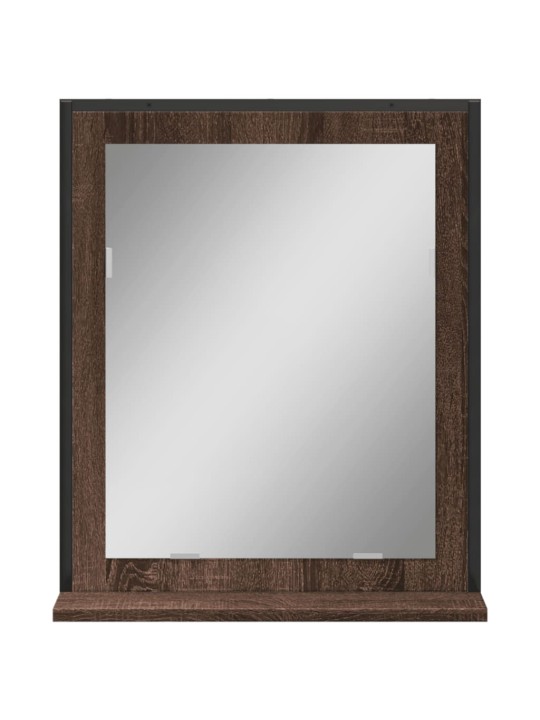 Koupelnové zrcadlo s poličkou hnědý dub 50x12x60 cm kompozit