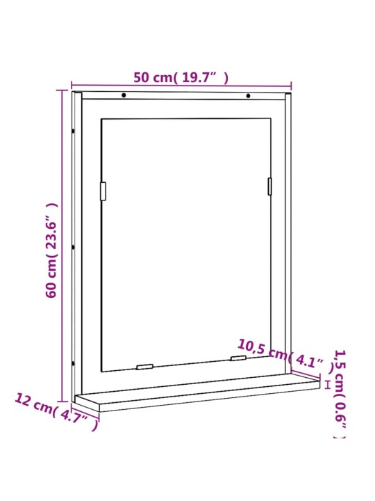 Koupelnové zrcadlo s poličkou hnědý dub 50x12x60 cm kompozit