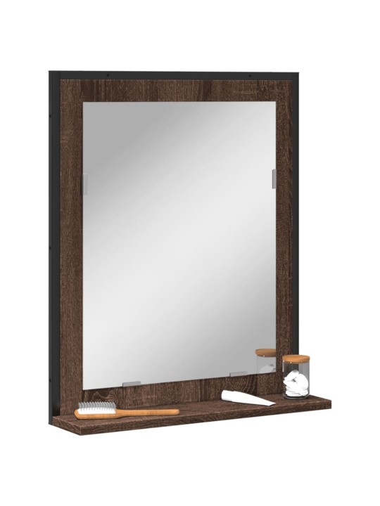 Koupelnové zrcadlo s poličkou hnědý dub 50x12x60 cm kompozit